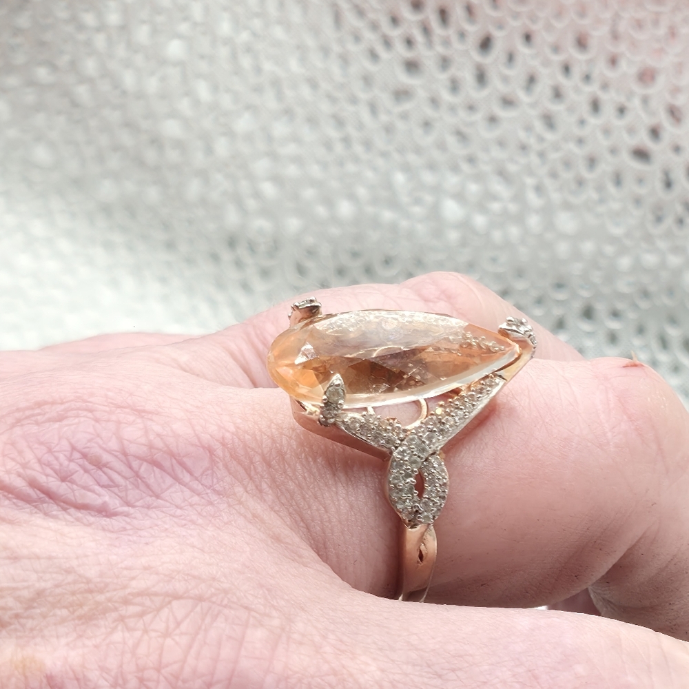 Morganique Quartz Ring in Vermeil Rose Gold Over Sterling Silver - Picture 9 of 10
